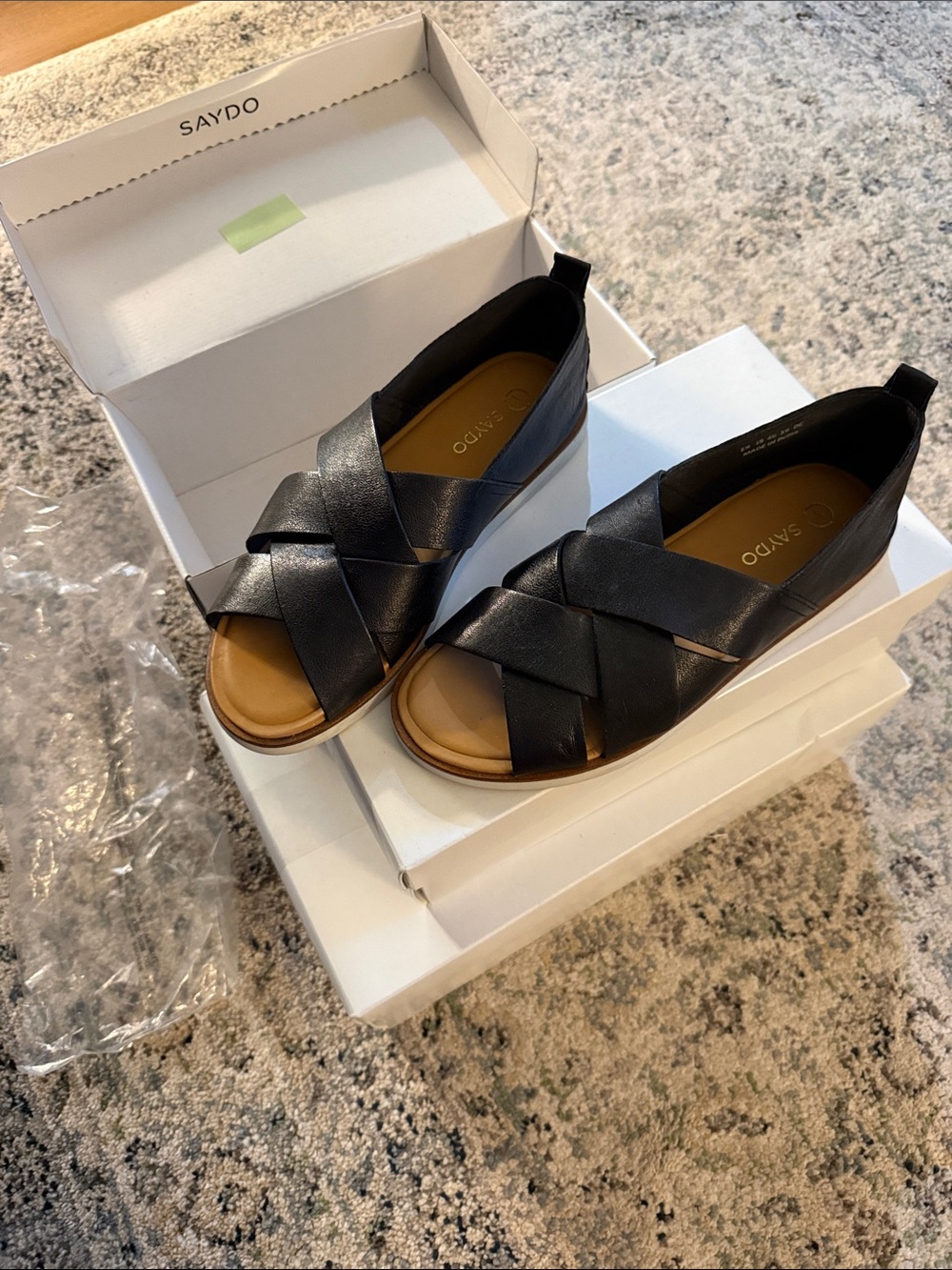 Black Woven Crisscross Slide Sandals